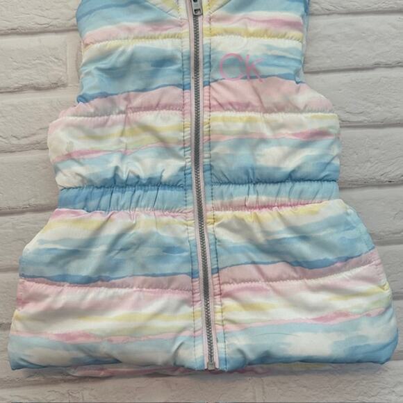 Toddler Girls 2T Calvin Klein Vest & Wonder Nation OS Hat Blue Yellow Pink - Picture 4 of 16